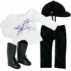 TeamsonUS Sophia's 4 Piece Horseback Riding Outfit With Riding Boots Set For 18'' Dolls, Black Kids