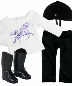 TeamsonUS Sophia's 4 Piece Horseback Riding Outfit With Riding Boots Set For 18'' Dolls, Black Kids
