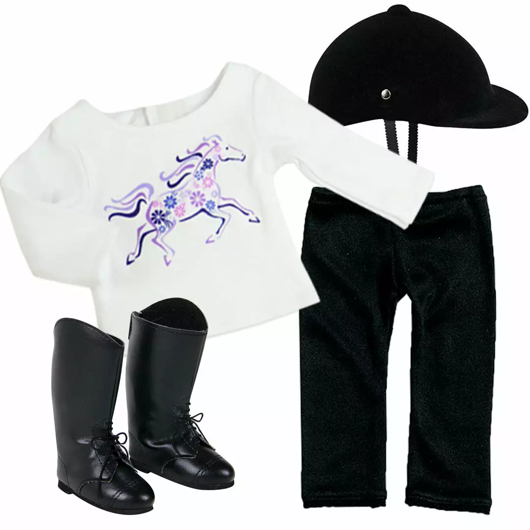 TeamsonUS Sophia's 4 Piece Horseback Riding Outfit With Riding Boots Set For 18'' Dolls, Black Kids 3 TeamsonUS Sophia's 4 Piece Horseback Riding Outfit With Riding Boots Set For 18'' Dolls, Black Kids