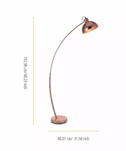 TeamsonUS Teamson Home Arco Floor Lamp With Bell Shade, Rose Gold 10 TeamsonUS Teamson Home Arco Floor Lamp With Bell Shade, Rose Gold