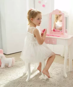 TeamsonUS Kids Fantasy Fields - Fashion Twinkle Star Prints Gisele Play Vanity Set - Pink / White