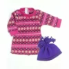 TeamsonUS Sophia's - 18" Doll - Pink Fair Isle Dress, Purple Hat