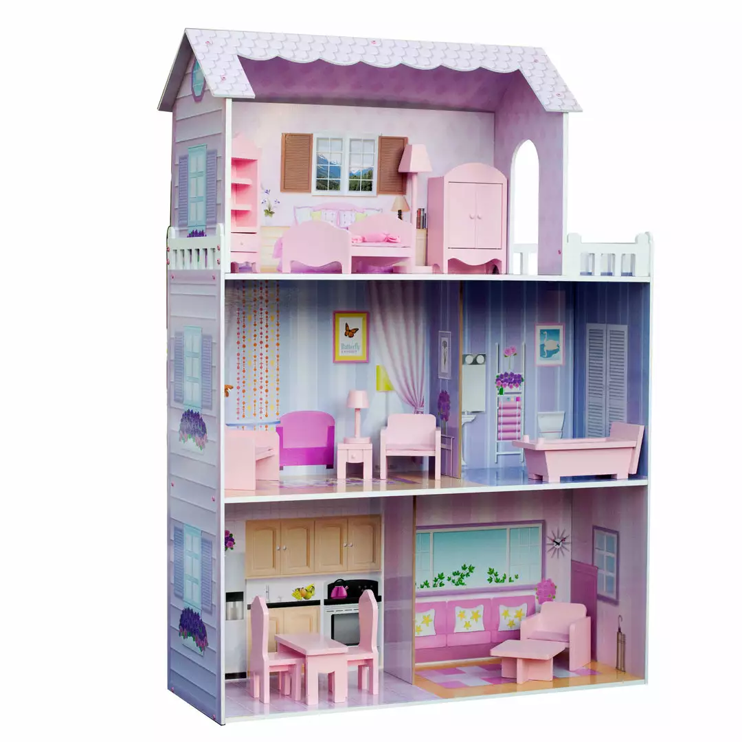 TeamsonUS Kids Olivia's Little World Dreamland Tiffany Dollhouse With 12 Accessories, Pink/Purple 3 TeamsonUS Kids Olivia's Little World Dreamland Tiffany Dollhouse With 12 Accessories, Pink/Purple