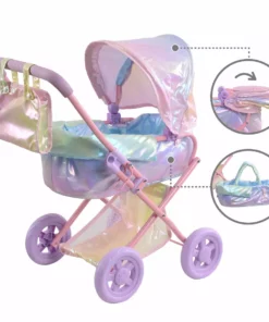 TeamsonUS Olivias Little World Magical Dreamland Deluxe Baby Doll Stroller And Carrier, Iridescent