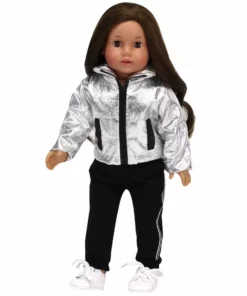 TeamsonUS Kids Sophia's 4 Pc Casual Winter Set For 18 Inch Dolls, Silver/Black 10 TeamsonUS Kids Sophia's 4 Pc Casual Winter Set For 18 Inch Dolls, Silver/Black