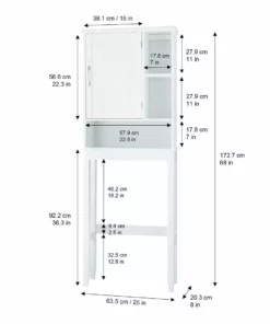 TeamsonUS Teamson Home Newport Contemporary Wooden Over-the-Toilet Storage Cabinet With Shelves, White