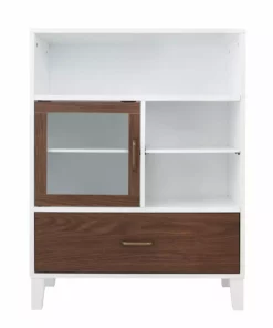 TeamsonUS Teamson Home Tyler Modern Wooden Floor Storage Cabinet With Drawer, Walnut/White