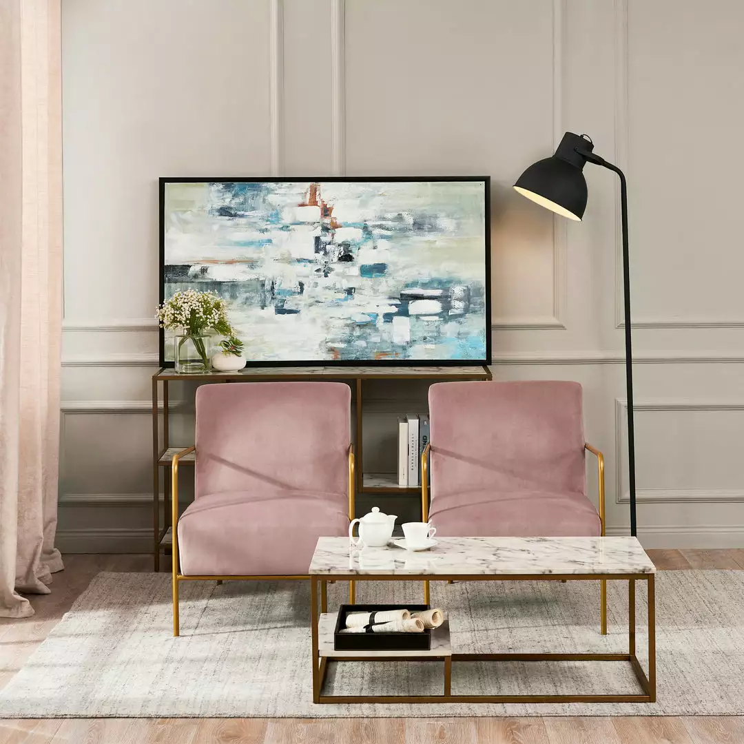 TeamsonUS Teamson Home Chelsea Armchair With Gold-Finished Metal Legs, Mauve 5 TeamsonUS Teamson Home Chelsea Armchair With Gold-Finished Metal Legs, Mauve
