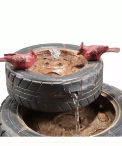 TeamsonUS Teamson Home Outdoor Stacked Aged Tires Fountain