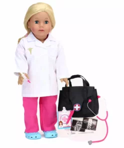 TeamsonUS Kids Sophia's Medical Bag And Doctor Accessories Set For 18'' Dolls, Black