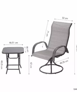 TeamsonUS New Teamson Home Indoor/Outdoor 3 Piece Steel Bistro Table With Swivel Chairs Set, Tan