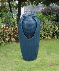 TeamsonUS Teamson Home Indoor/Outdoor Contemporary Glazed Contoured Vase Water Fountain With LED Lights, Blue 21 TeamsonUS Teamson Home Indoor/Outdoor Contemporary Glazed Contoured Vase Water Fountain With LED Lights, Blue