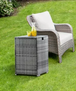TeamsonUS Teamson Home Gas Tank Wicker Cover Table For 20 LB Propane Tanks, Gray New