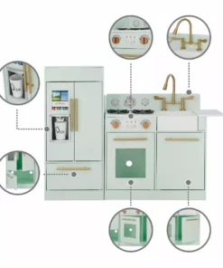 TeamsonUS Teamson Kids - Little Chef Chelsea Modern Play Kitchen - Mint / Gold