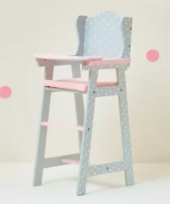 TeamsonUS Olivia's Little World Polka Dots Princess Kids Baby Doll High Chair, Gray