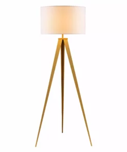 TeamsonUS Teamson Home Romanza 62" Postmodern Tripod Floor Lamp With Drum Shade, Matte Gold/White