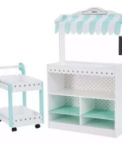 TeamsonUS Teamson Kids My Dream Bakery Shop, Treat Stand And Dessert Cart, White