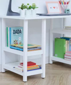 TeamsonUS New Fantasy Fields Wooden Play Desk With Shelves And Chair, White