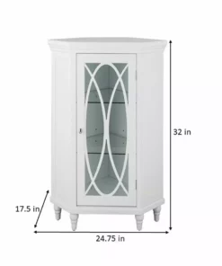 TeamsonUS Teamson Home Florence Corner Wooden Floor Cabinet With Adjustable Shelves, Natural