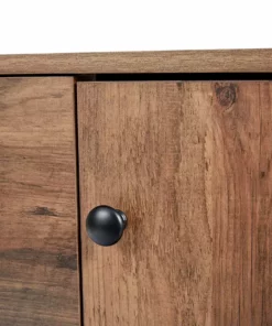 TeamsonUS Teamson Home Brooklyn Sideboard With Storage Plus Metal Legs And Handles, Brown