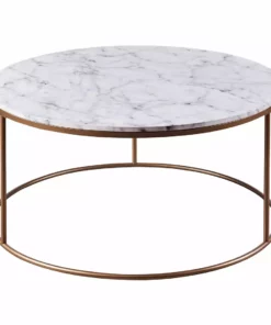 TeamsonUS Teamson Home Marmo Modern Marble-Look Round Coffee Table, Marble/Brass 11 TeamsonUS Teamson Home Marmo Modern Marble-Look Round Coffee Table, Marble/Brass