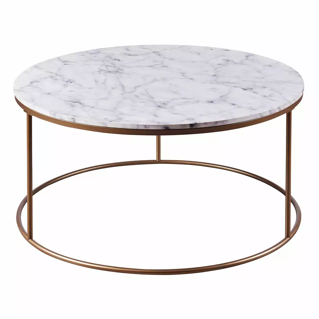 TeamsonUS Teamson Home Marmo Modern Marble-Look Round Coffee Table, Marble/Brass 7 TeamsonUS Teamson Home Marmo Modern Marble-Look Round Coffee Table, Marble/Brass
