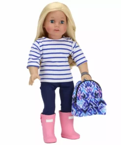 TeamsonUS Kids Sophia's Doll-Sized Backpack In Ikat Print For 18 Inch Doll, Blue