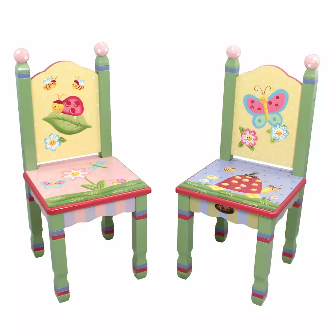 TeamsonUS Fantasy Fields Kids Painted Wooden Magic Garden Chairs, Set Of 2, Multicolor 3 TeamsonUS Fantasy Fields Kids Painted Wooden Magic Garden Chairs, Set Of 2, Multicolor