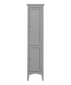 TeamsonUS Teamson Home Glancy Wooden Linen Tower Cabinet With Storage, Gray