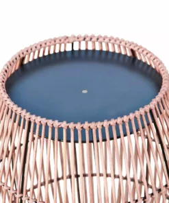 TeamsonUS Teamson Home Large Round Outdoor Patio Bamboo Side Table With Iron Top, Brown