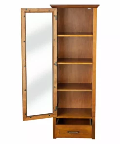 TeamsonUS Teamson Home Avery Wooden Linen Tower Cabinet With Storage, Oiled Oak 15 TeamsonUS Teamson Home Avery Wooden Linen Tower Cabinet With Storage, Oiled Oak