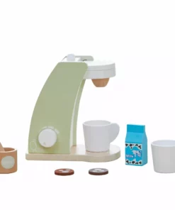 TeamsonUS New Teamson Kids Little Chef Frankfurt 8 Piece Wooden Play Kitchen Coffee Machine Set, Green