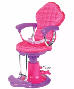 TeamsonUS Sophia's Salon Chair With Adjustable Height And Quilted Set For 18" Dolls, Hot Pink Kids