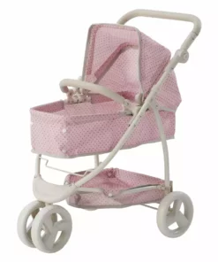 TeamsonUS Olivia's Little World Polka Dots Princess 2-in-1 Baby Doll Stroller, Pink