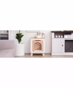 TeamsonUS Teamson Pets Daisy Elevated Vented Wooden Cat Litter Box Enclosure Side Table, Tan 23 TeamsonUS Teamson Pets Daisy Elevated Vented Wooden Cat Litter Box Enclosure Side Table, Tan