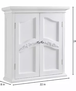TeamsonUS Teamson Home Versailles Wooden Wall Cabinet With 2 Shelves, White