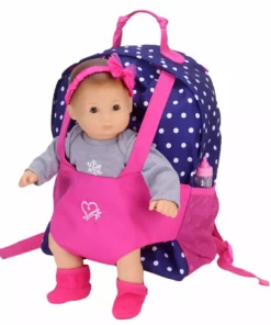 TeamsonUS Sophia's Polka Dot Backpack Carrier To Fit 15'' & 18'' Dolls, Navy