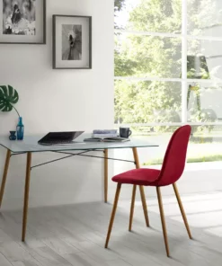 TeamsonUS Teamson Home Minimalist Glass Top Dining Table With Wood Base, Natural 12 TeamsonUS Teamson Home Minimalist Glass Top Dining Table With Wood Base, Natural