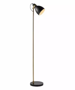 TeamsonUS Teamson Home Quincy Modern Monopod Floor Lamp With Antique Brass Finish, Black