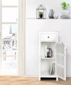 TeamsonUS Teamson Home Connor Floor Cabinet With Adjustable Shelf And Storage Drawer, White