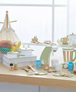 TeamsonUS New Teamson Kids Little Chef Frankfurt 8 Piece Wooden Play Kitchen Coffee Machine Set, Green