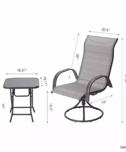 TeamsonUS New Teamson Home Indoor/Outdoor 3 Piece Steel Bistro Table With Swivel Chairs Set, Tan