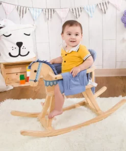 TeamsonUS Fantasy Fields Zoo Kingdom Kids Rocking Horse, Tan/Blue