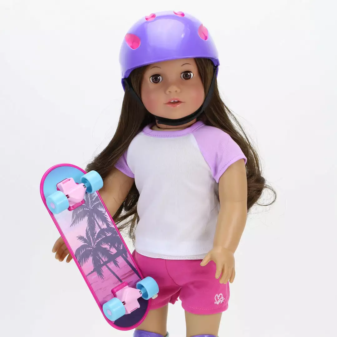 TeamsonUS Sophia's Skateboard, Helmet And Knee Pads Set For 18" Dolls, Multicolor Kids 6 TeamsonUS Sophia's Skateboard, Helmet And Knee Pads Set For 18" Dolls, Multicolor Kids