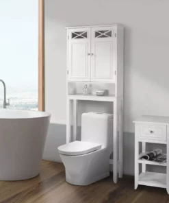 TeamsonUS Teamson Home Dawson Over The Toilet Space Saver Bathroom Storage Cabinet With Adjustable Shelves