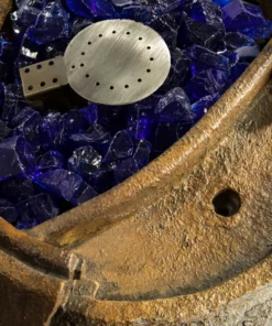 TeamsonUS Teamson Home Large Outdoor Water Fountain Pot With Fire Pit And Fire Glass, Brown New