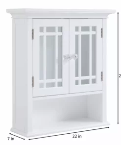 TeamsonUS Teamson Home Neal Removable Wooden Wall Cabinet With 2 Glass Doors, White 15 TeamsonUS Teamson Home Neal Removable Wooden Wall Cabinet With 2 Glass Doors, White