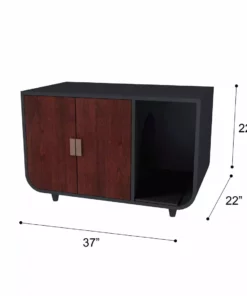 TeamsonUS Teamson Pets Large Dyad Wooden Cat Litter Box Enclosure And Side Table, Mocha Walnut