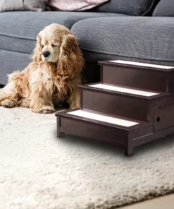 TeamsonUS Teamson Home Mahogany Wood Pet Stairs For Dog Or Cat