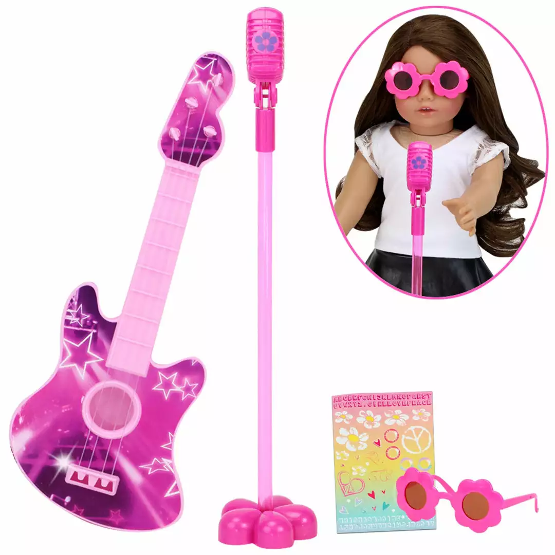 TeamsonUS Kids Sophia's Rock 'n Roll Music Set With Guitar, Sunglasses And Microphone For 18" Dolls, Pink 3 TeamsonUS Kids Sophia's Rock 'n Roll Music Set With Guitar, Sunglasses And Microphone For 18" Dolls, Pink